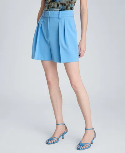 Kenneth Cole High-rise Fly Front Pleated Short In Multi