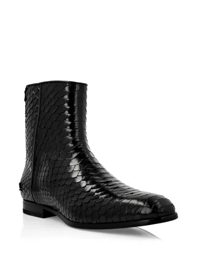 Philipp Plein Python-leather Ankle Boots In Black
