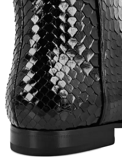 Philipp Plein Python-leather Ankle Boots In Black
