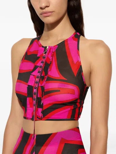 Pucci Labirinto-print Ruffle Sleeveless Top In Multi
