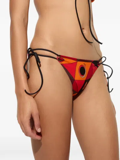Pucci Printed Adjustable Bikini Swim Trunks In Multi