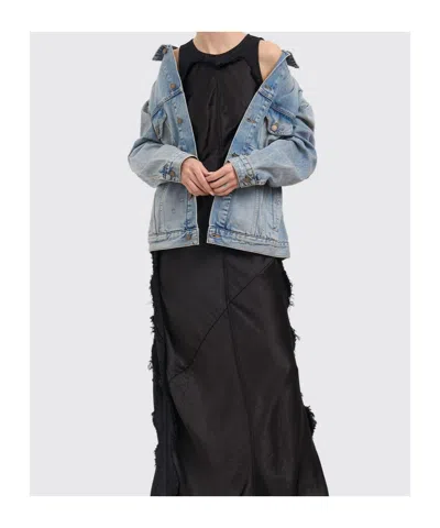 Haikure Clay Broken Celestial Distressed Logo Patch Jacket In Blue