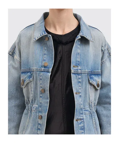 Haikure Clay Broken Celestial Distressed Logo Patch Jacket In Blue