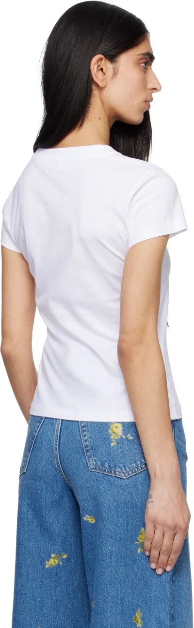 Ganni Baby Fit Raspberry T-shirt In Bright White