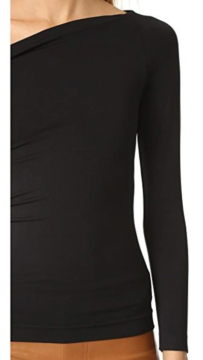 Shop Helmut Lang Long Sleeve One Shoulder Top In Black