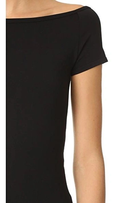 Shop Helmut Lang Boat Neck Off Shoulder Tee In Black