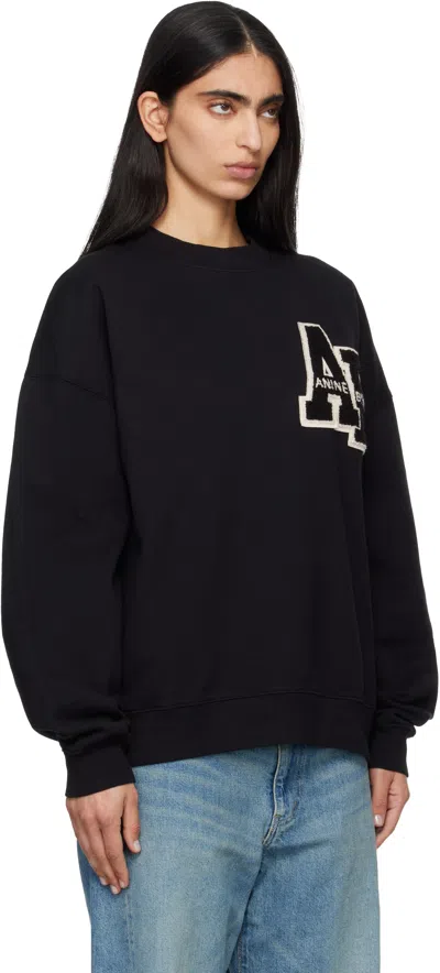 Anine Bing Miles Letterman Oversized Sweatshirt In Black