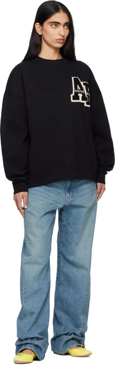 Anine Bing Miles Letterman Oversized Sweatshirt In Black