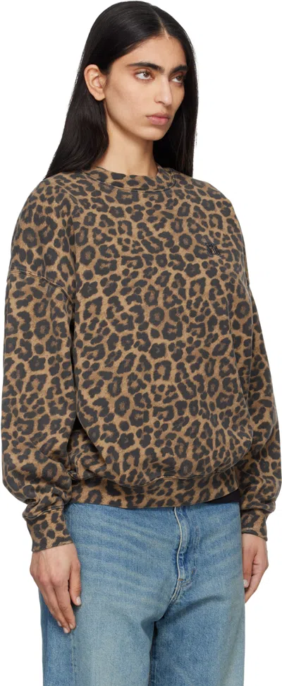 Anine Bing Miles Sweatshirt In Black And Brown Leopard