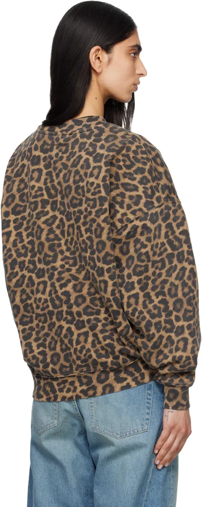 Anine Bing Miles Sweatshirt In Black And Brown Leopard