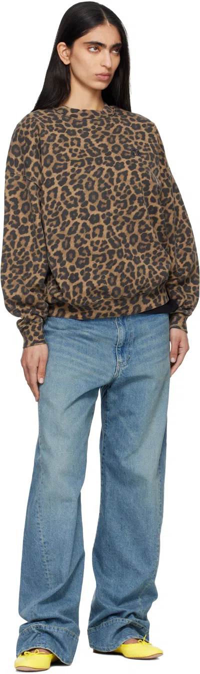 Anine Bing Miles Sweatshirt In Black And Brown Leopard