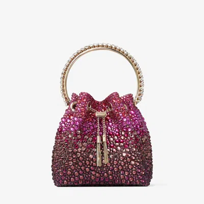 Jimmy Choo Bon Bon Crystal Degrade Top Handle Bucket Bag In Multi