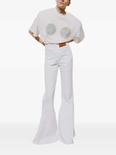 A.w.a.k.e. Hemispheres Map-print T-shirt In White