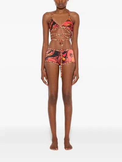 Pucci Orchidee-print Silk Bra In Multi