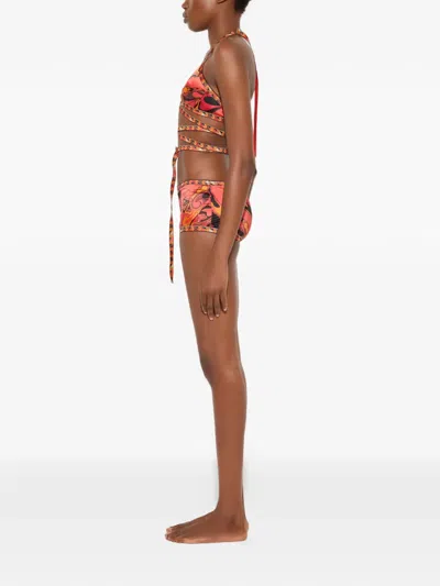 Pucci Orchidee-print Silk Bra In Multi