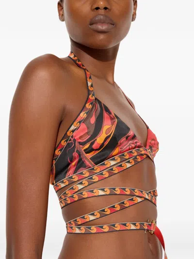 Pucci Orchidee-print Silk Bra In Multi