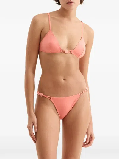 Eres Halter Nylon Alva Triangle Bead Bikini Top In Pink