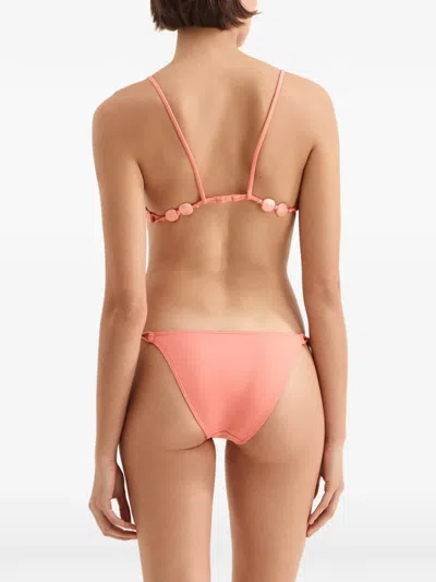 Eres Halter Nylon Alva Triangle Bead Bikini Top In Pink