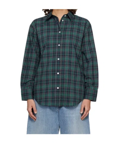 Rohe Checked Oversized Wool-blend Shirt In Green