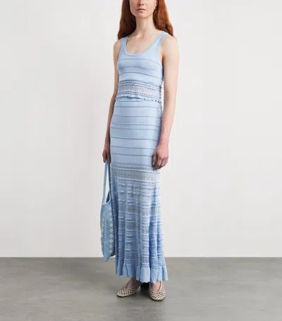 Sandro Paris Pointelle Crop Top In Blue