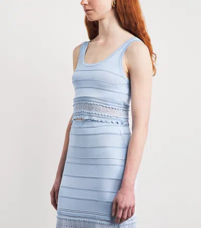 Sandro Paris Pointelle Crop Top In Blue