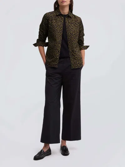 Aspesi Long Sleeve Collared Animal Print Shirt In Brown