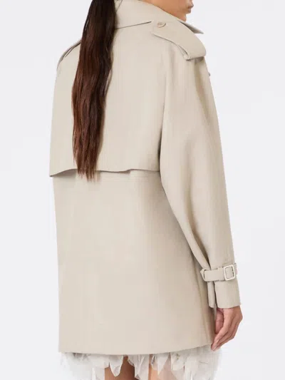 Max Mara Short Double Breasted Duster Coat Belt In Neutral