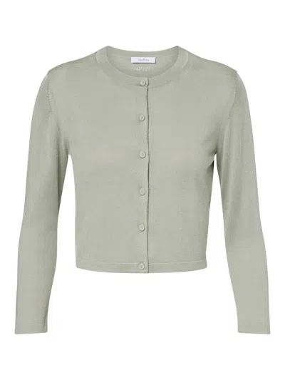 Max Mara Silk And Cashmere Crew Neck Cardigan In Green