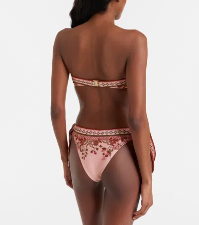 Zimmermann Womens Pink Paisley Floral Aster Scarf Tie Bikini Set Xs In Brown