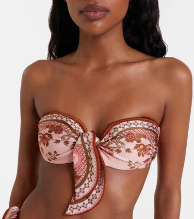 Zimmermann Womens Pink Paisley Floral Aster Scarf Tie Bikini Set Xs In Brown