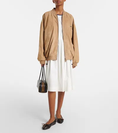 Prada Suede Blouson Jacket In Brown