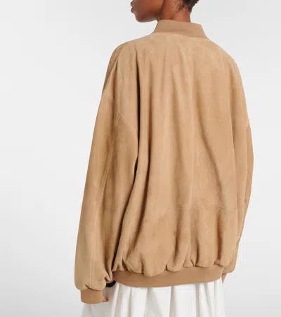 Prada Suede Blouson Jacket In Brown
