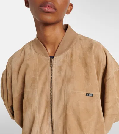 Prada Suede Blouson Jacket In Brown