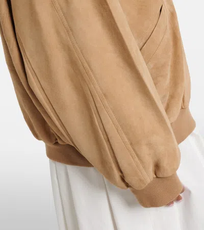 Prada Suede Blouson Jacket In Brown