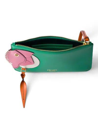 Prada Leather Zipper Pouch In Multi