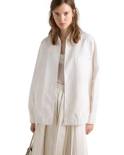 Prada Silk Faille Blouson Jacket In White
