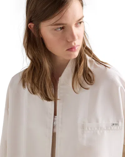 Prada Silk Faille Blouson Jacket In White