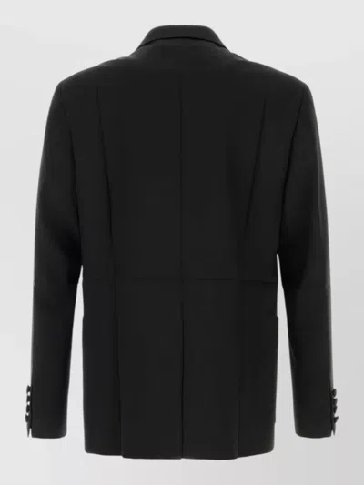 Valentino Tailored Double-breasted Polyester Blend Jacket In Black