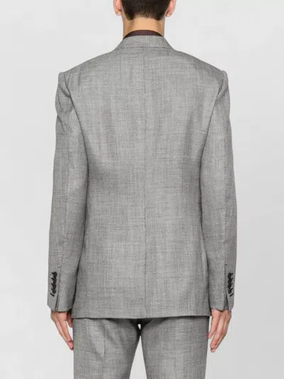 Tom Ford Herringbone Wool Silk Blend Tailored Blazer In Gray