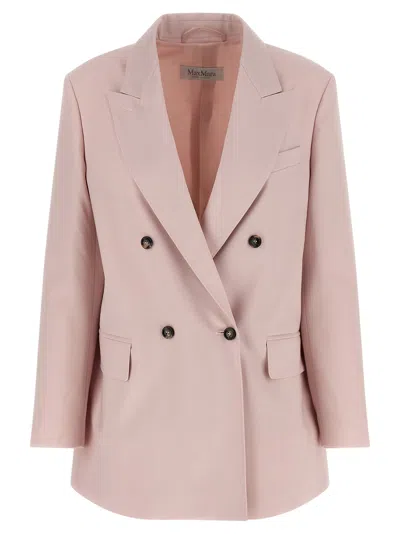 Max Mara Ombrosa Double Breasted Wool Blazer Jackets Rose In Pink