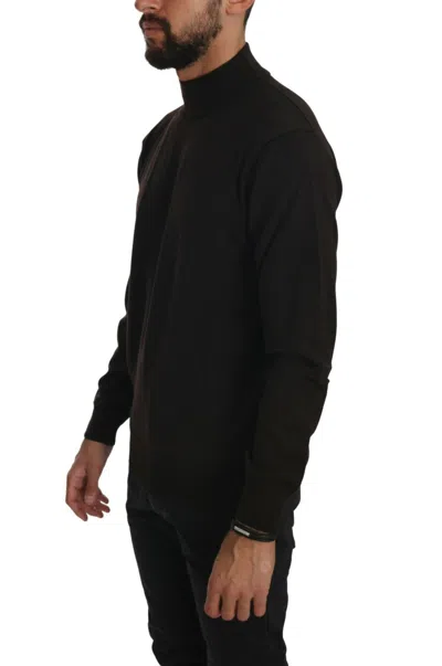Mila Schön Elegant Black Virgin Wool Pullover Sweater In Brown