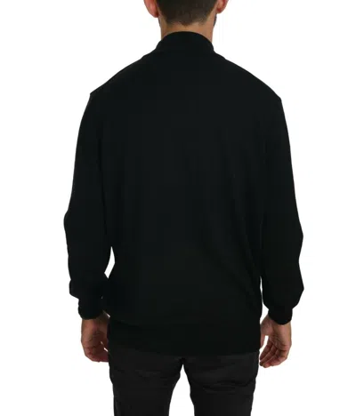 Mila Schön Elegant Black Virgin Wool Pullover Sweater In Black