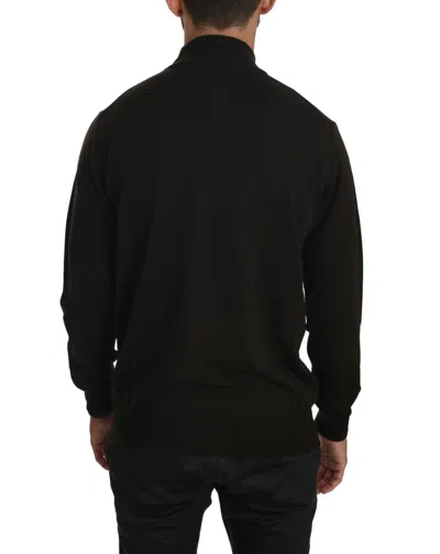 Mila Schön Elegant Black Virgin Wool Pullover Sweater In Brown