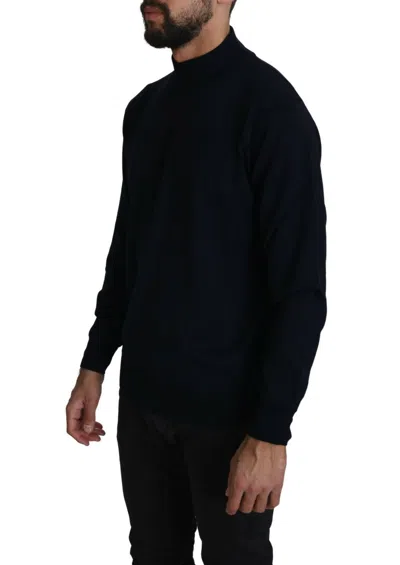 Mila Schön Elegant Dark Blue Pullover Sweater In Blue