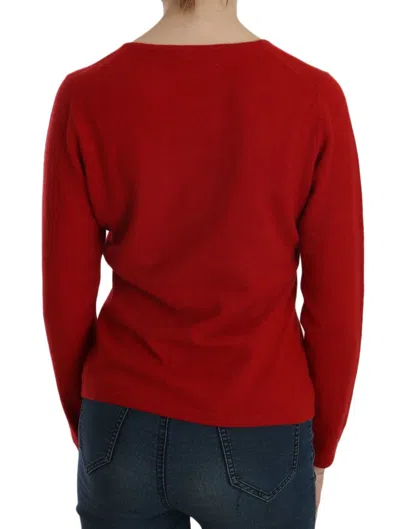 Mila Schön Elegant Red Cashmere Pullover Blouse In Red