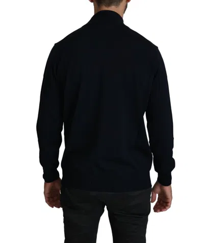 Mila Schön Elegant Dark Blue Pullover Sweater In Blue
