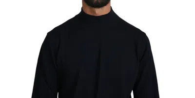 Mila Schön Elegant Dark Blue Pullover Sweater In Blue