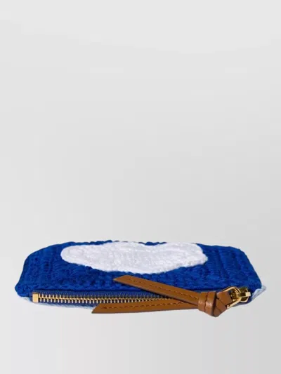 Miu Miu Crochet Cloud Wallet Leather Pull Tab In Blue