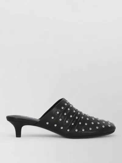 Ash Leather Kitten Heel Mules Open Back In Multi