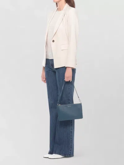Coccinelle Leather Shoulder Bag Removable Handle Strap In Blue